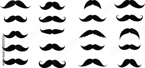 Black Moustache Collection Set - AI Generative
