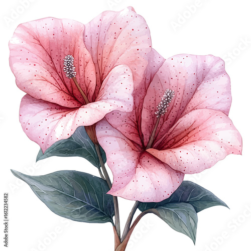 Caladium Flower, watercolor vector, isolated on a white background.