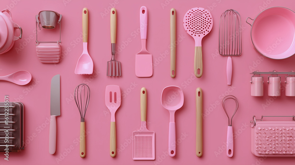 Bright and clean kitchen scene with utensils placed on a pink background, offering a trendy and inviting look for cooking or lifestyle content.
Bright and clean kitchen scene with utensils placed on a pink background, offering a trendy and inviting look for cooking or lifestyle content.