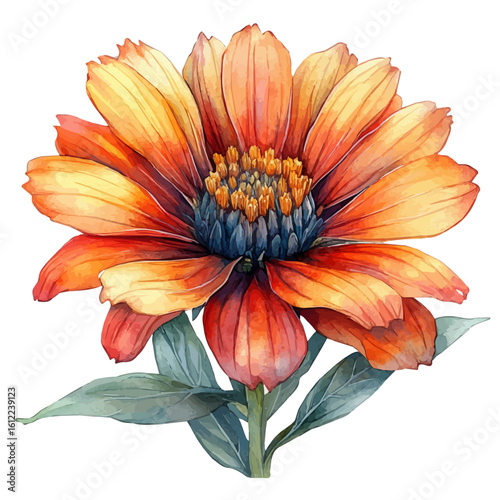 Blanket Flower, watercolor painting vector, isolated on a white background.