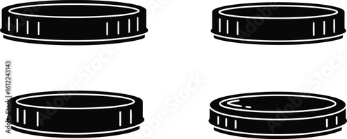 Jar Lid Silhouette Icon Vector Set - Seal, Container, Cover