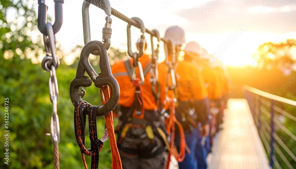 Naklejka premium Industrial safety equipment on a bridge