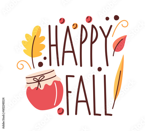 Happy fall lettering label design