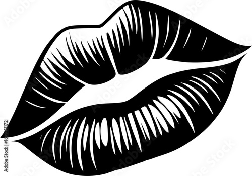 Wallpaper Mural simple linear black drawing of female lips, logo, design Torontodigital.ca