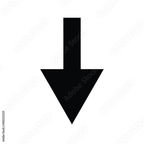 Bold black arrow pointing downward silhouette