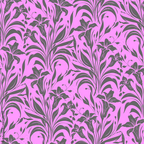 Wallpaper Mural simple seamless gray pink floral pattern, texture, design Torontodigital.ca