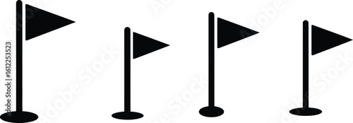 Golf Flag Silhouette Icon Vector Set – Sports Marker and Course Indicator