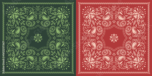 Set of Paisley prints bandanas.
