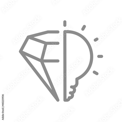 Diamond with a lightbulb line icon. Bright ideas, valuable innovation, or creative excellence symbol. Vector illustration