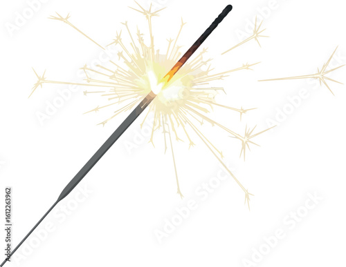 Close up of a Bright Sparkler with Glowing Light and Sparks