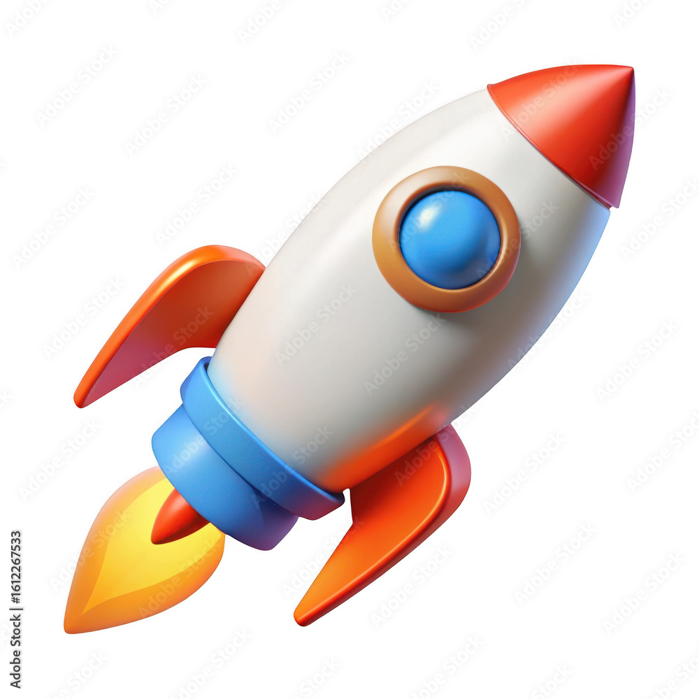 3d cartoon rocket launching isolated on transparent background 3d cartoon rocket launching isolated on transparent background