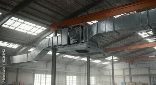 Industrial ventilation system in a large hangar