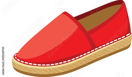 Vibrant red espadrille shoe vector