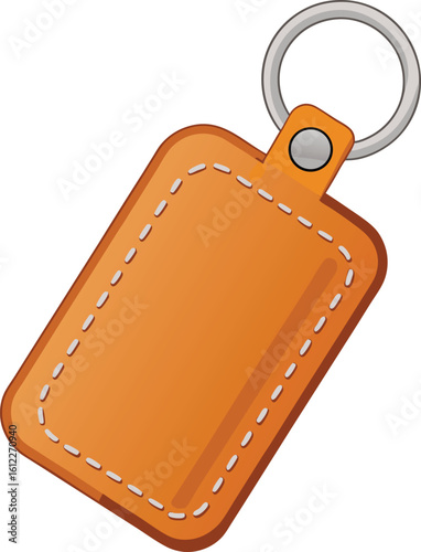 Blank leather keychain tag with stitching and ring