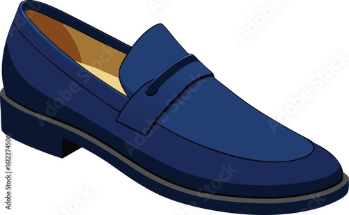 Classic blue loafer shoe vector