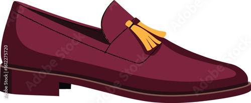 Elegant burgundy tassel loafer shoe vector