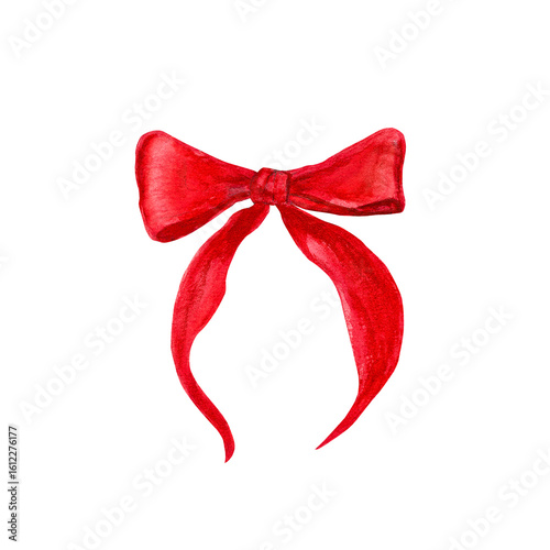 Watercolor red bow clipart