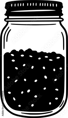 Overnight oats jar outline icon vector
