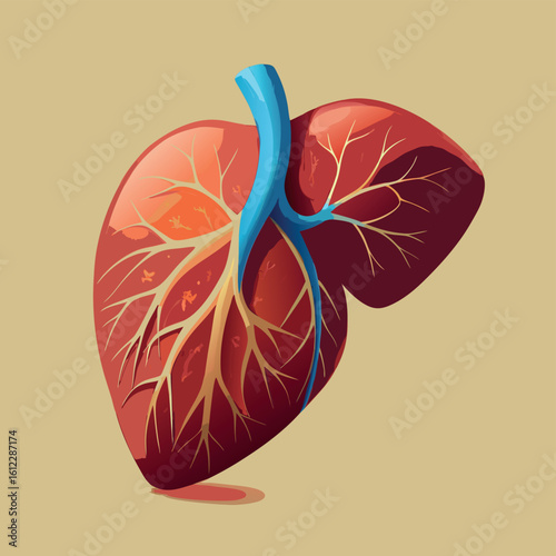 Detailed representation of human lungs with intricate branching bronchi and colorful vascular structures Generative AI