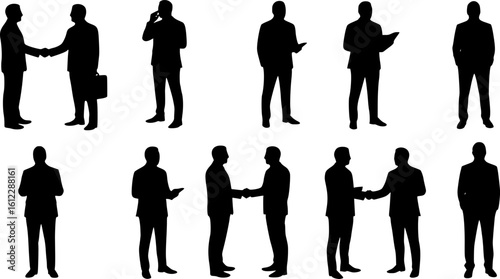 Set of businessmen silhouette vector illustration.