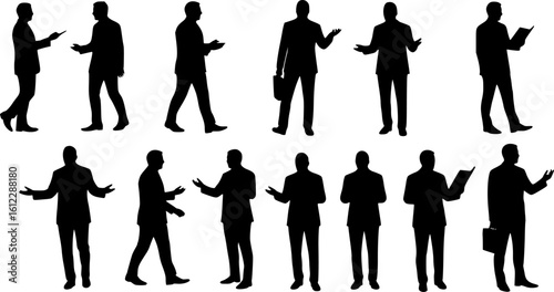 Set of businessmen silhouette vector illustration.