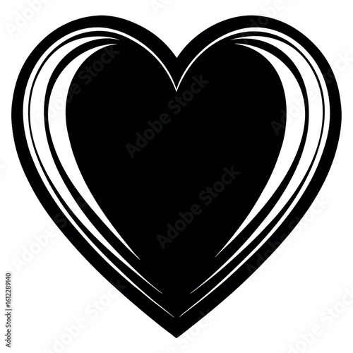 Elegant black heart design with smooth contours and artistic details for modern graphics or decor Generative AI