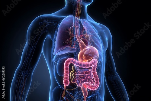 Human digestive system isolated