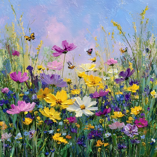 Vibrant meadow flowers isolated