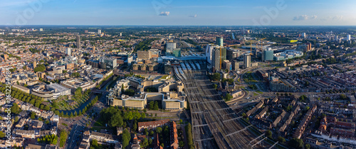Aerial view of the city Utrecht in the netherlands on a sunny day in summer