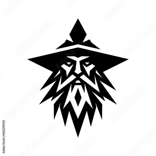 Wizard Face Logo in Monochrome