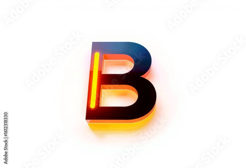 Letra "B" preto com neon amarelo. Vetor com design futurista.