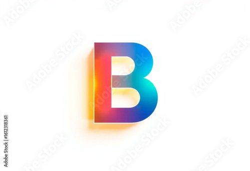 Letra "B" em 3D multicolor gradiente. Vetor com fundo transparente.