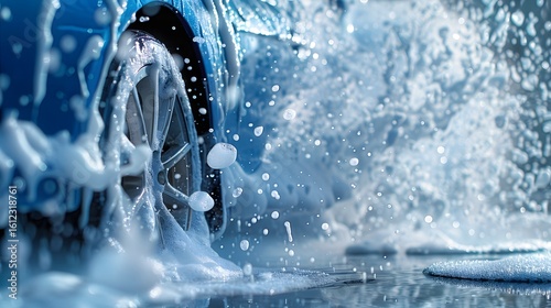 Car Wash Soap Bubbles Dynamic Close Up