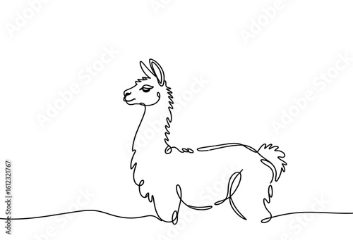 One line drawing of a llama animal silhouette