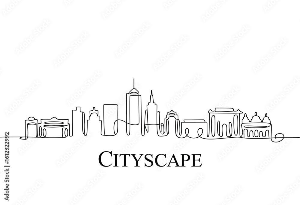 Fototapeta premium Continuous line city skyline silhouette illustration
