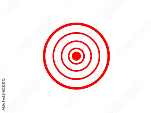 A red target with concentric circles on a black background with a pixelated effect visible throughout created with generated ai