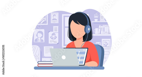 Woman working from home on laptop, perfect for blogs, websites and articles about remote work.