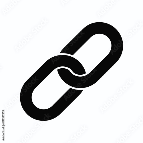 Simple black icon of two interlinked chain links on a white background