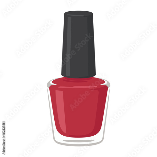 Classic red nail polish bottle with black cap