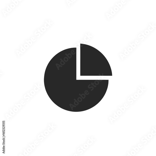 Minimalist pie chart icon representing data analysis and business statistics. A simple vector graphic for reports and infographics.