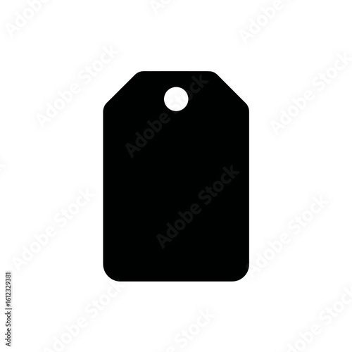 Minimalist black price tag icon silhouette isolated on white background for sales and retail concepts.
