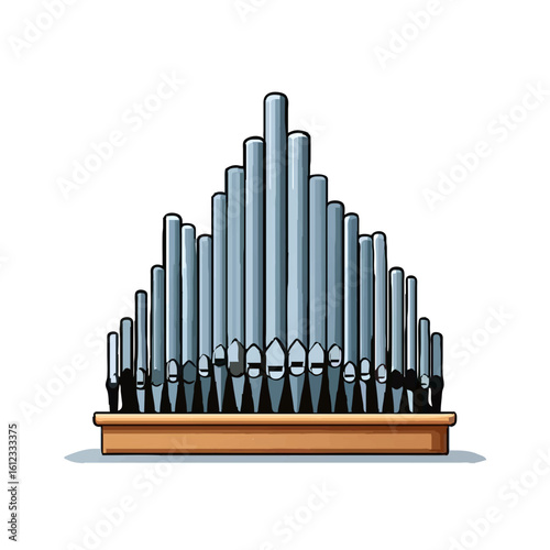 Illustration of church organ pipes on a white background

