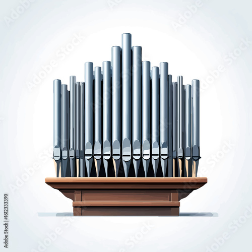 Illustration of church organ pipes on a white background

