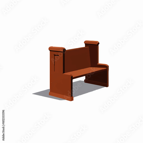Wooden church pew isolated on white background

