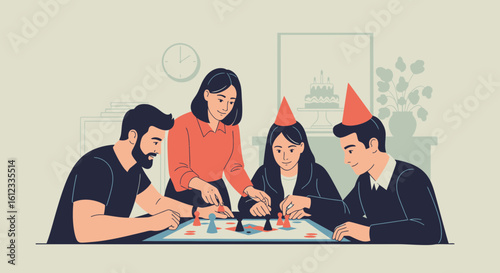 Enthusiastic Young Adults Having Fun While Playing Board Game Together