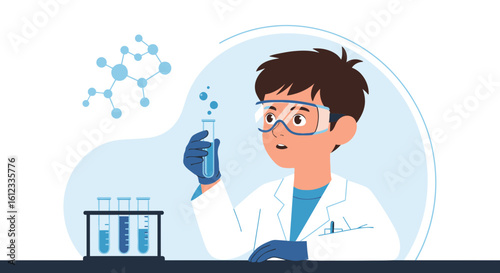 Enthusiastic Young Scientist Investigating Sample in Laboratory For Scientific Discovery