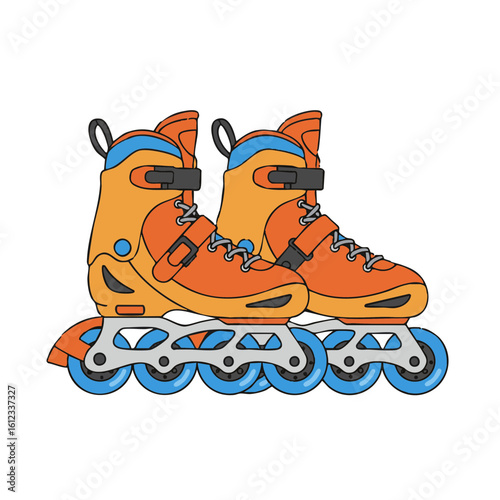 Vector illustration of rollerblades pair on white background, sport and recreation concept