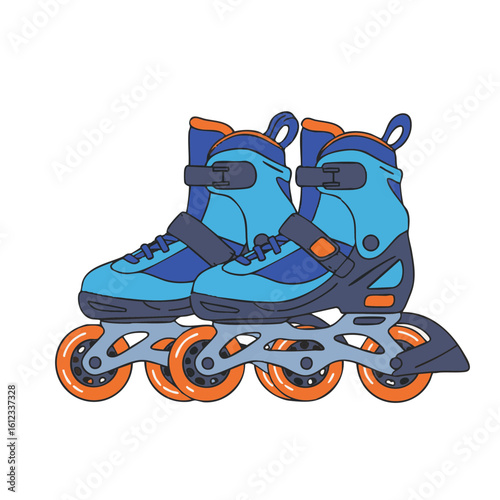 Vector illustration of rollerblades pair on white background, sport and recreation concept