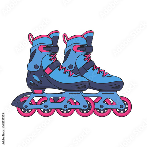Vector illustration of rollerblades pair on white background, sport and recreation concept