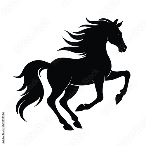 Dynamic black horse silhouette in gallop motion